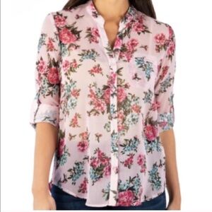Kut From The Kloth Floral Blouse In Flower Fields pink gray size small NWT
